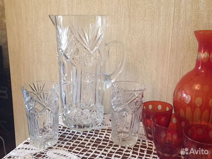 Кувшин Стакан Хрусталь СССР, винтаж