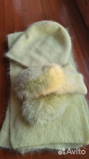 Комплект шапка шарф и варежки (ангора)