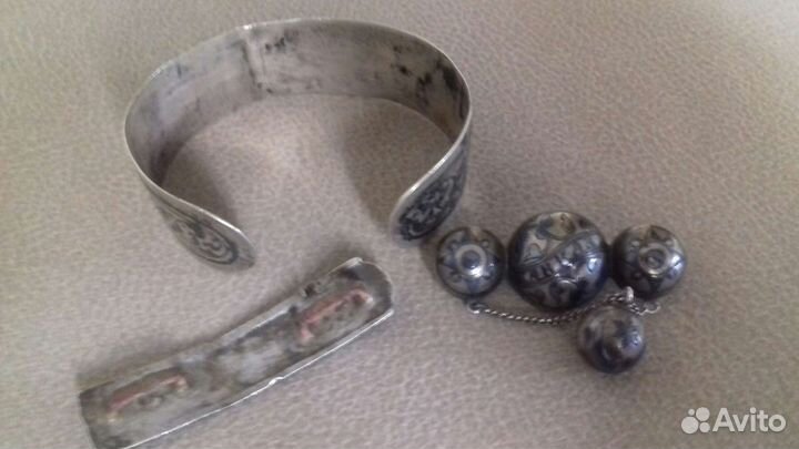 Кубачинское Серебро. Брошь. Украшение.Браслет