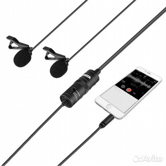 Микрофон петличный двойной петличка универсальный