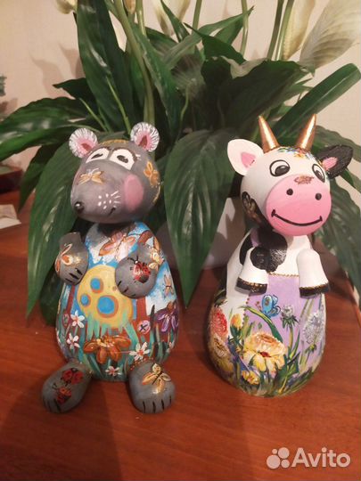 Деревянные расписные фигурки, копилки
