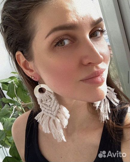 Серьги украшения колье макраме