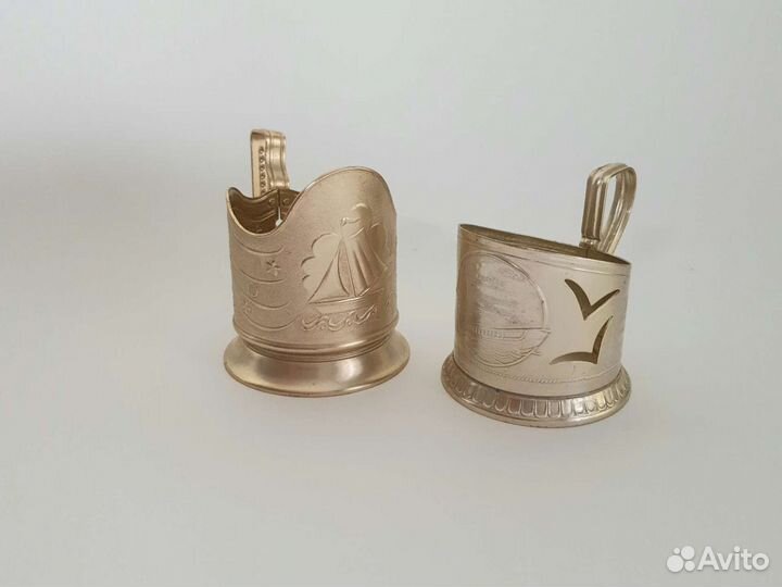 Подстаканники СССР винтаж алюминий морская тема