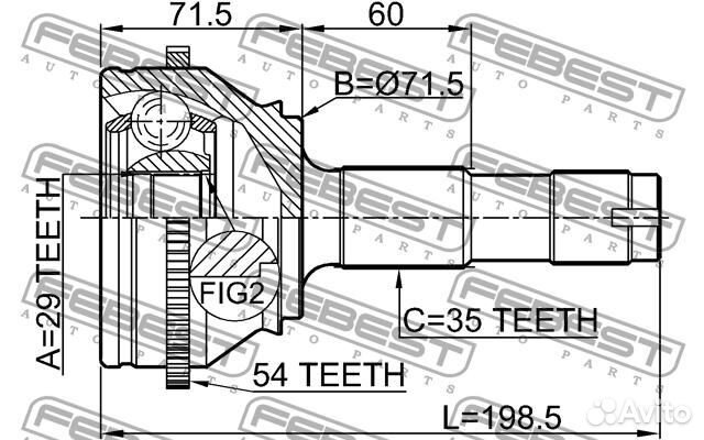 Шрус наружный 29x71.6x35 (fiat ducato russia 2008)