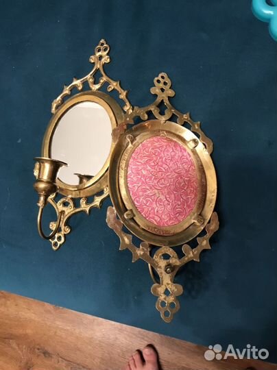 Настенные подсвечники с зеркалом бронза пара