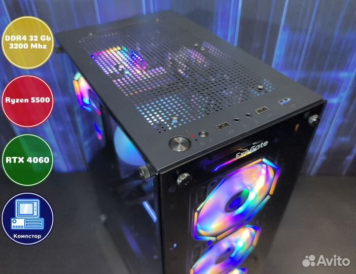 Сборка пк для 2к AMD5500-RTX4060-32DDR4-OZA174-A520