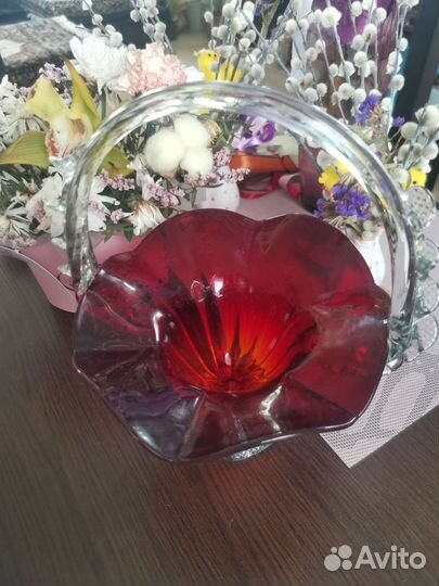 Конфетница цветное стекло СССР