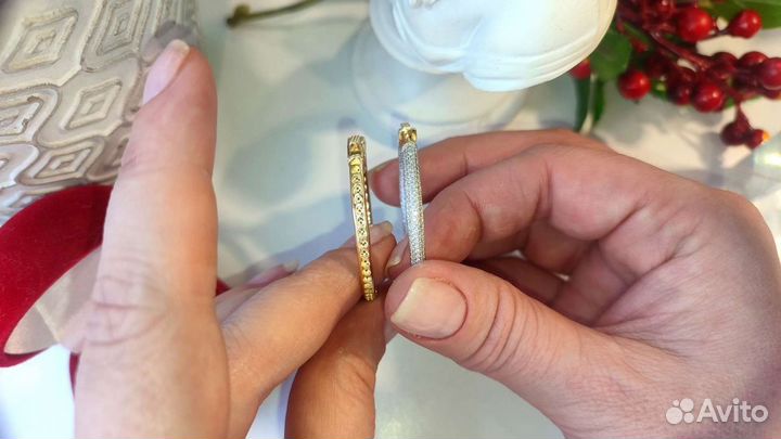 Серьги Конго 3,5см, полная инкрустация 925/позолот