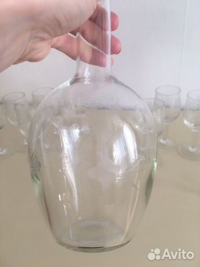 Штоф, рюмки, ваза СССР Алмазная грань 50-е годы