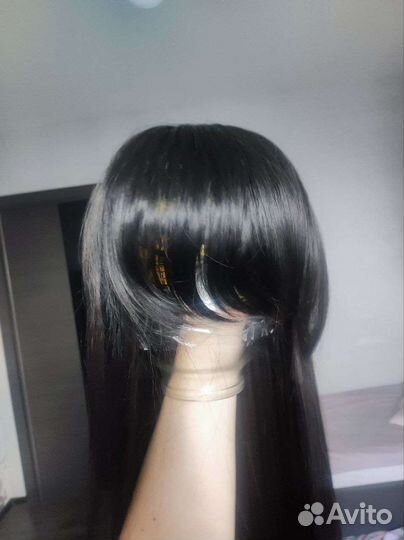 Парик черный длинный с чёлкой