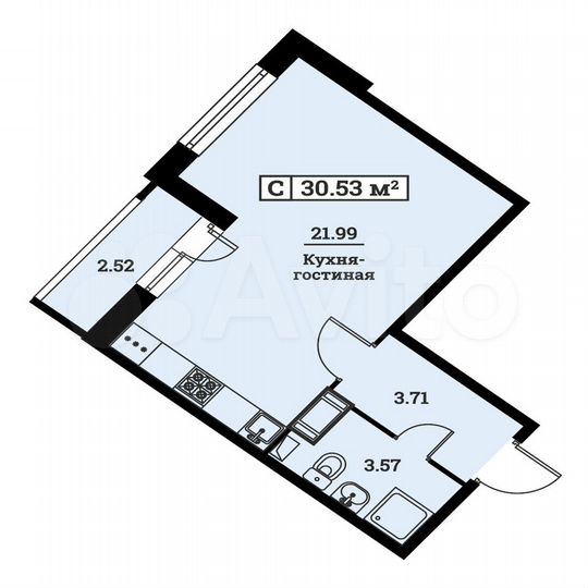 Квартира-студия, 30,5 м², 5/16 эт.