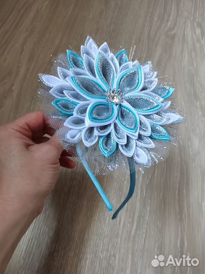 Ободок-заколка снежинка/цветок 10 см