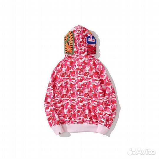 Зип худи Bape full Зип double hood розов