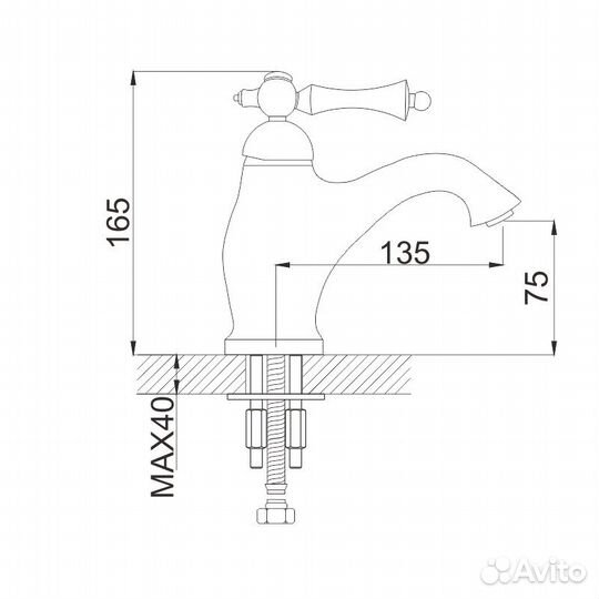 Смеситель для раковины Rose R01Q R0101Q, бронза