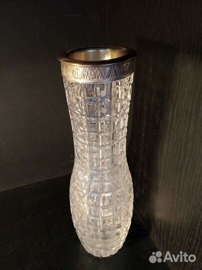 Хрусталь Вазы с ободками Серебро Мельхиор