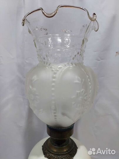 Антикварная настольная лампа Делфт 61см, фаянс