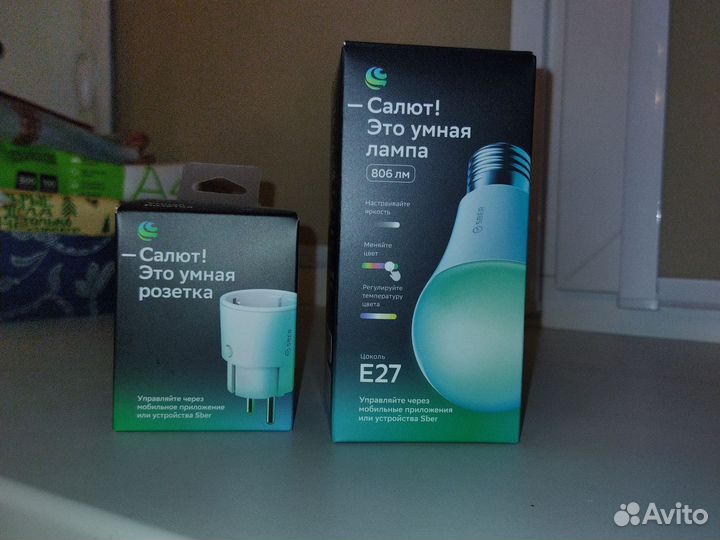 Умная лампаи умная розетка sberboom mini