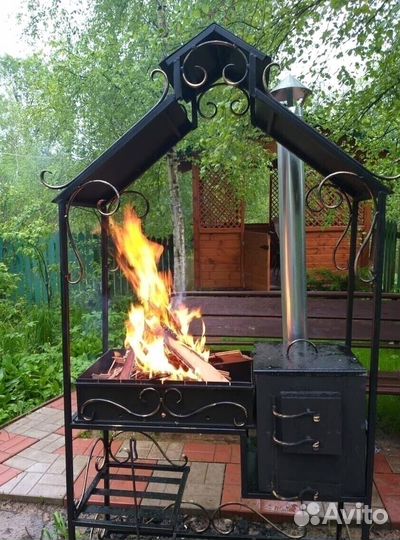 Мангал с печкой под казан