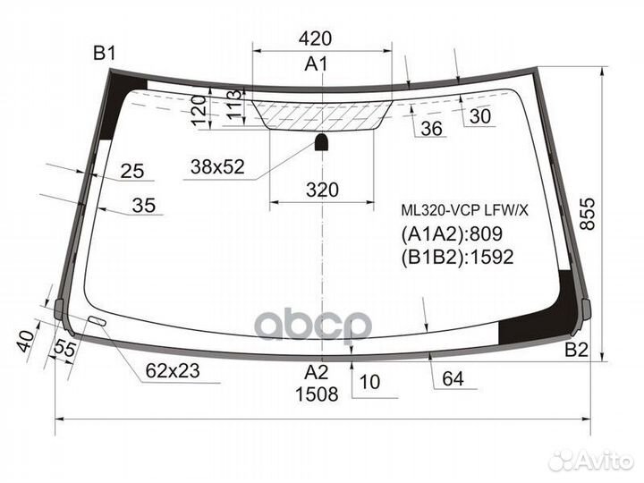 Стекло лобовое mercedes-benz ML-class W163 97-0