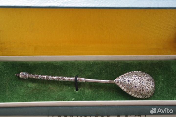Царская ложечка серебро 84-я проба в эмалях