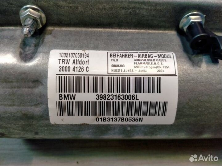 Airbag пассажира Bmw 525I E39 M54 2001/11