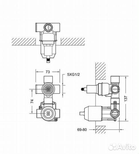 Скрытая монтажная часть Bravat Built-in D982CP-B