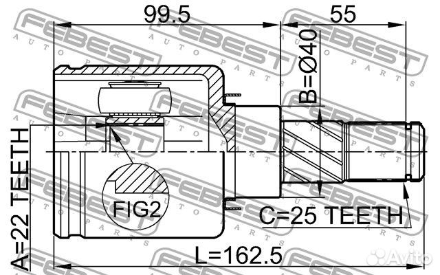 Шрус внутренний правый 22x40x25