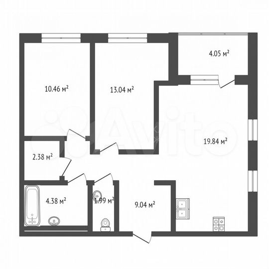 2-к. квартира, 61,1 м², 8/24 эт.
