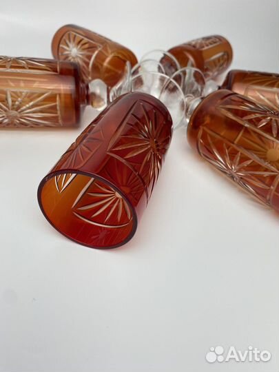 Фужеры красное стекло Красный май,ссср