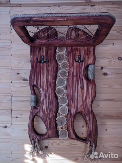 Полка вешалка деревянная