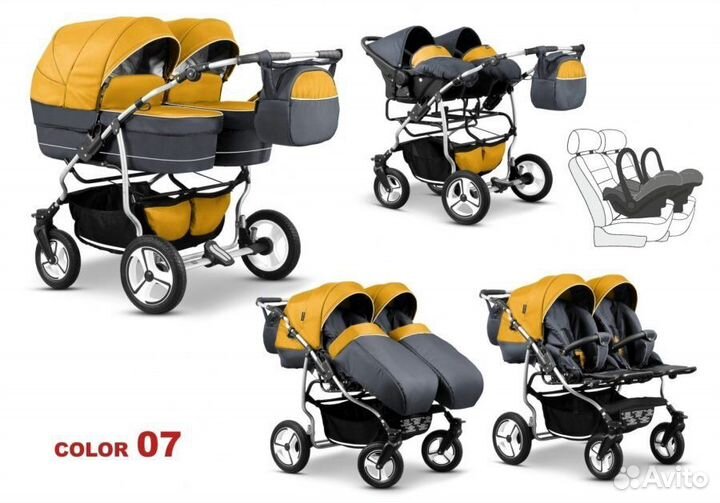 Коляска для двойни 2 в 1 Mikado, tween