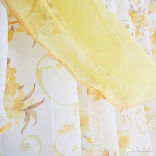 Комплект штор для кухни Иллюзия 300х150 см, золото