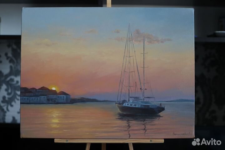 Картина маслом на холсте пейзаж морской