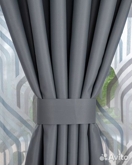 Шторы блэкаут Амадео серый новые пошив