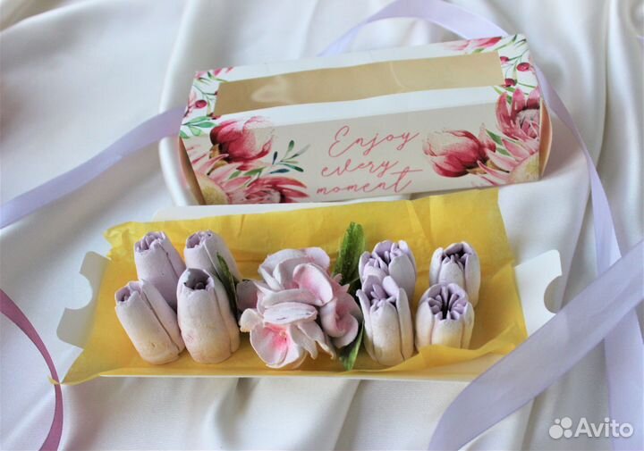 Подарочные коробки и букеты из зефирных цветов