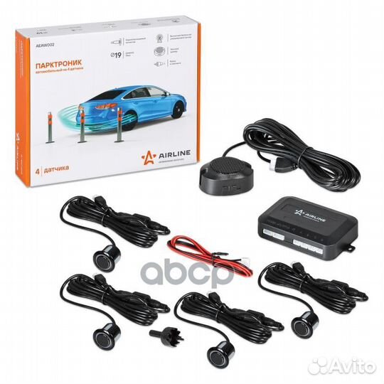 Парктроник на 4 датчика (черные), звуковой зумм