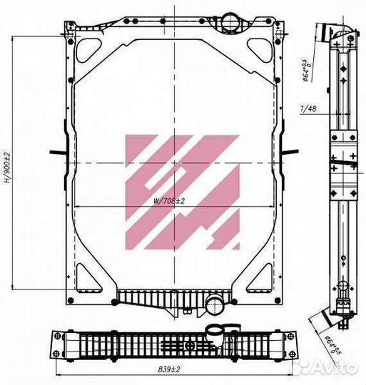 Радиатор Volvo 900x708x48 (с рамкой)