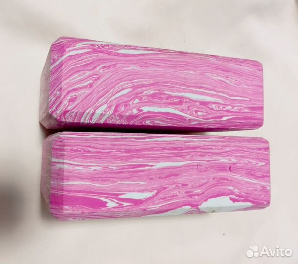 Блок кирпич для йоги розовый мрамор