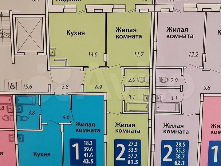 2-к. квартира, 57,7 м², 8/9 эт.