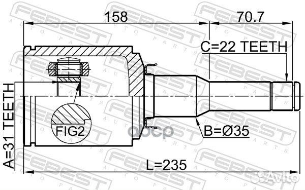 ШРУС chevrolet cruze 10- внут.лев. 1011-J300ATL