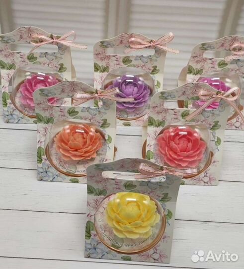 Мыло ручной работы, роза и пион