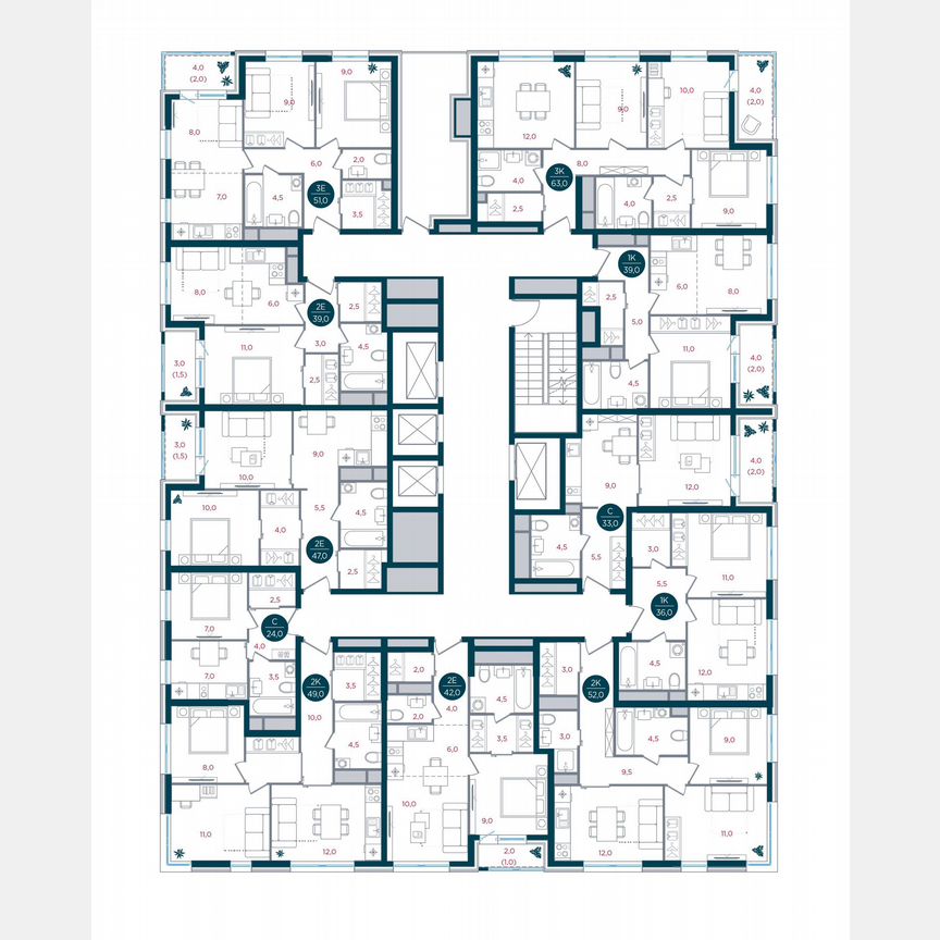 3-к. квартира, 51 м², 32/32 эт.