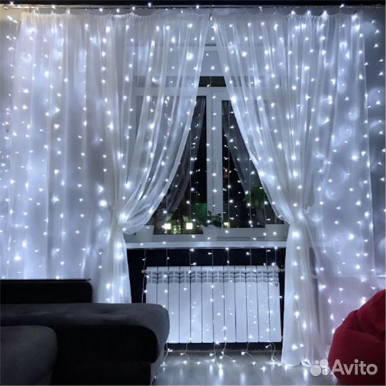 Гирлянда штора/занавеска 3х3 Холодный