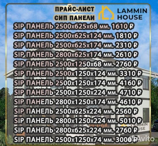 Сип SIP панели OSB. Размер 2500*625*124 мм