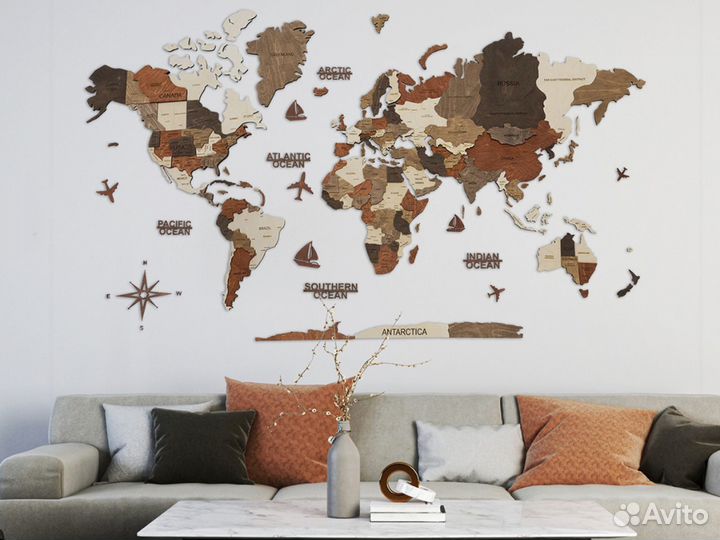 Карта мира из дерева с доставкой