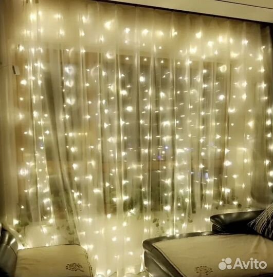 Светодиодная гирлянда интерьерная штора 3*3
