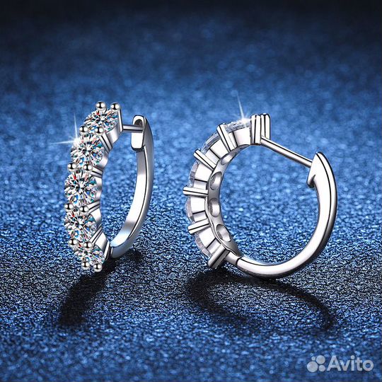 Серьги дорожка с бриллиантом муассанит