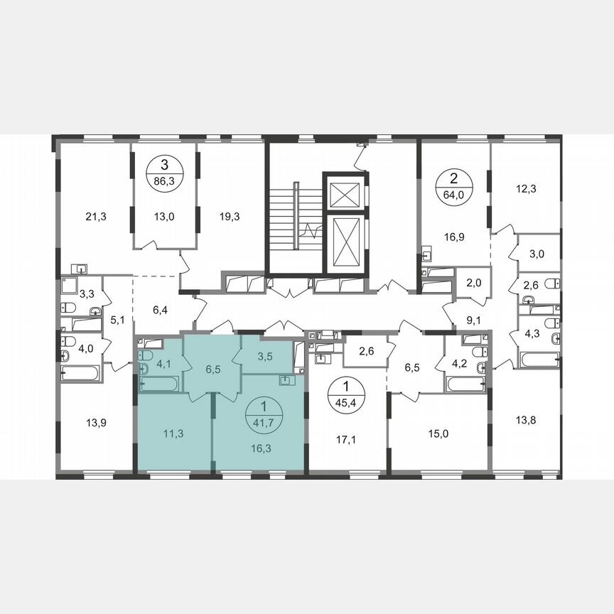1-к. квартира, 41,7 м², 14/19 эт.