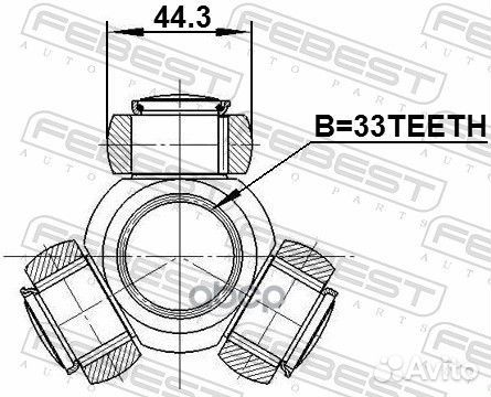 Тpипоид 33X44.3 nissan qashqai J10E 2006.12-201