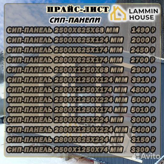 Сип панели 2500х625х224 мм. Все типы